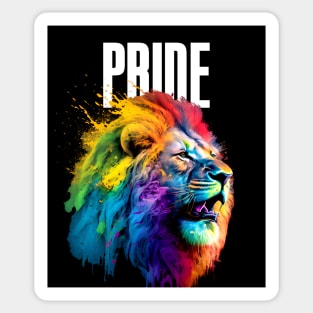 LGBTQ+ Gay Pride Month: Proud Lion on a Dark Background Sticker